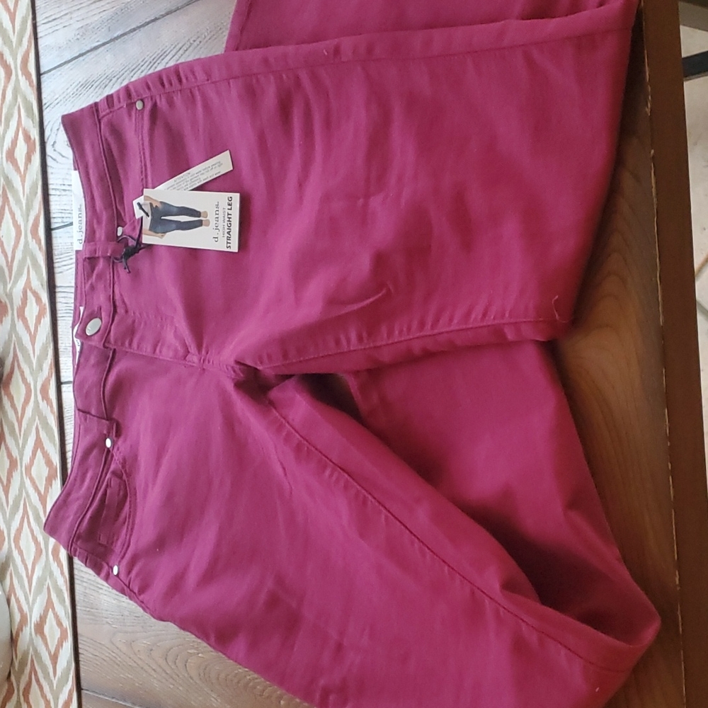 Raspberry High Waist Straight Leg Jean